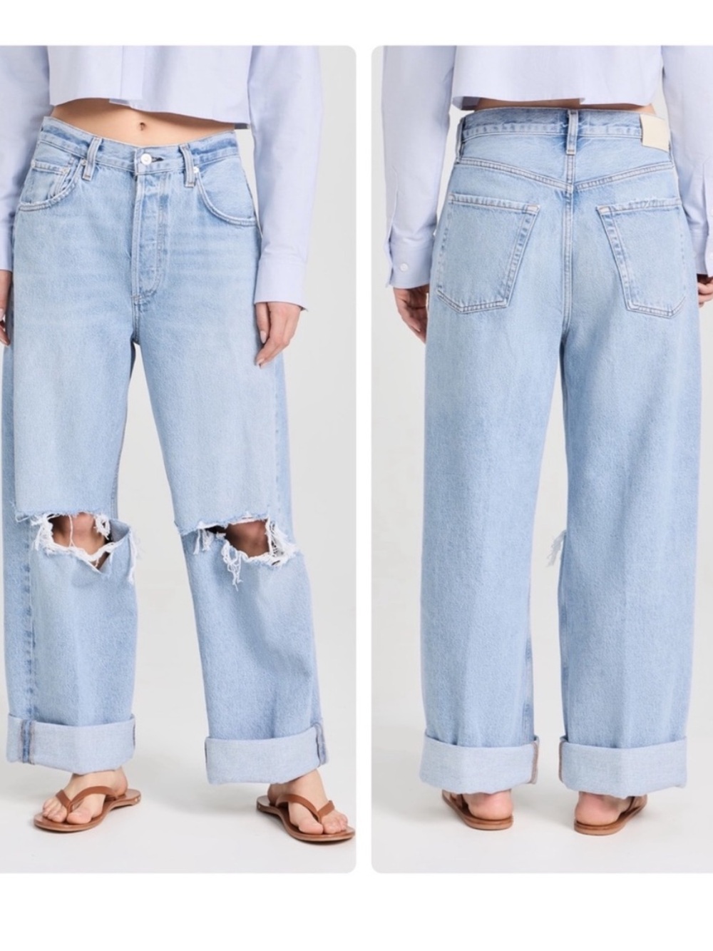 Citizens of Humanity Ayla Jeans Baggy Cuffed Crop Pagoda Blue Size 28